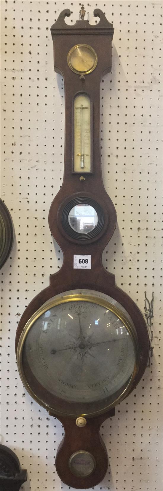 19C mahogany wheel barometer, C. Fochetti, Aberdeen